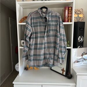 Ascend Gray and Red Striped Men's Shirt Jacket